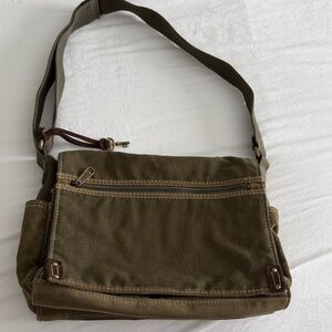 Fossil Women’s Khaki Canvas Messenger Bag